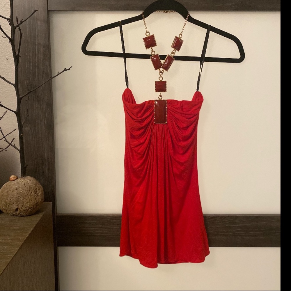 Sky brand red orange top in size small.